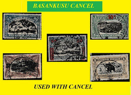 1915/1922 BASANKUSU BELGIAN CONGO / CONGO BELGE CANCEL STUDY [17] COB 96+70+85+90+67 X 5 STAMPS - Variedades Y Curiosidades