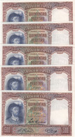 CRBS0674 5 BILLETES CORRELATIVOS ESPAÑA 500 PESETAS 1931 - 1000 Pesetas