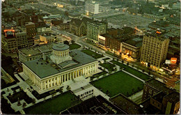 Ohio Columbus Twilight View Of Downtown With State Capitol In Foreground - Columbus