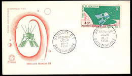 ST. PIERRE & MIQUELON(1966) Satellite D-1. Unaddressed FDC With Cachet. Scott No C32, Yvert No PA35. - FDC