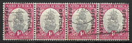 SOUTH AFRICA....KING GEORGE V...(1910-36..)...OFFICIAL..SG021...1d X WATERMARK INVERTED X STRIP OF 4...(CAT..£18..).VFU. - Service