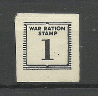 USA  WW II War Ration Stamp * - Non Classificati