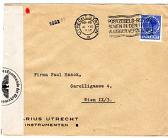 64105 - Niederlande - 1940 - 12.5c Wilhelmine EF A Bf M Dt Zensur UTRECHT - ... -> Deutschland - Cartas & Documentos