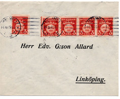 64114 - Schweden - 1923 - 5@3o. Drei Kronen A Bf MALMOE -> Linkoeping - Storia Postale