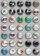 Table Tennis Fan ART BADGE BUTTON PIN SET (1inch/25mm Diameter) 35 DIFF D - Tenis De Mesa