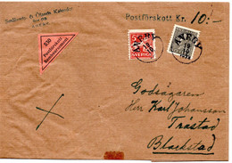 64117 - Schweden - 1922 - 50o. Gustav V MiF A NN-Bf ANEBY -> Blackstad - Cartas & Documentos