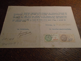 01/07/1930 - ISERE  - ( MOIRANS) - POUR TRAVAUX !! Avec Timbres FISCAUX  N° 22+ N° 15   ++4 Photos - Lettres & Documents