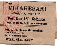 64126 - Sri Lanka - 1976 - Rp.13,00 Freistpl A Streifband COLOMBO -> Westdeutschland - Sri Lanka (Ceylan) (1948-...)
