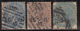 3 Values Service, British East India Used, 1867, 1874 Issue, 3v - 1858-79 Compagnie Des Indes & Gouvernement De La Reine