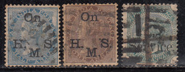 3 Values Service, British East India Used, 1867, 1874 Issue, 3v - 1858-79 Kolonie Van De Kroon