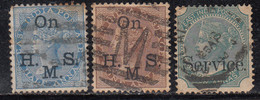 3 Values Service, British East India Used, 1867, 1874 Issue, 3v - 1858-79 Kronenkolonie