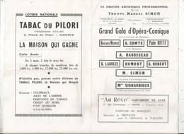 Programme, TROUPE MARCEL SIMON,Nantes, GRAND GALA D'OPERA COMIQUE,les Cloches De Corneville, Frais Fr. 1.75 E - Programmes
