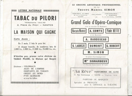 Programme, TROUPE MARCEL SIMON,Nantes, GRAND GALA D'OPERA COMIQUE,les Cloches De Corneville, Frais Fr. 1.75 E - Programs