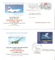 LOT DE 2 CONCORDE PREMIER VOL BRITISH AIRWAYS PARIS GRENOBLE LONDON LONDRES  MONTE CARLO CLUB PRESTIGE - Otros & Sin Clasificación