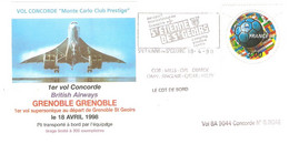 CONCORDE PREMIER VOL BRITISH AIRWAYS GRENOBLE GRENOBLE  MONTE CARLO CLUB PRESTIGE 18/04/1998 - Altri & Non Classificati