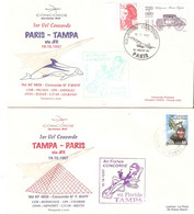 CONCORDE PREMIER VOL PARIS TAMPA AR 2 PLIS AIR FRANCE FLORIDE - Other & Unclassified