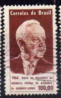 BRAZIL BRASIL BRASILE BRÉSIL 1964 VISIT OF PRESIDENT HEINRICH LUBKE OF GERMANY 100cr  USATO USED OBLITERE' - Gebruikt