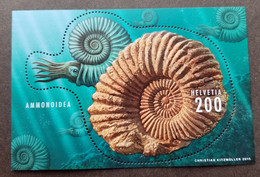 Switzerland Ammonites 2015 Marine Life Shell Seashell Fossil (ms) MNH *odd Shape *embossed *unusual - Cartas & Documentos