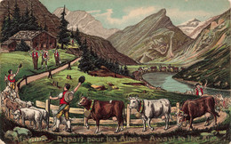 Suisses - Genève - Départ Pour Les Alpes - Colorisé - Relief - Montagne - Animé -  Carte Postale Ancienne - Genève