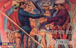 PHILIPPINES - CHIP CARD - PAINTING - KATIPUNEROS TEARING THEIR CEDULAS - CHT10 (BIG 70 YEARS) - Philippinen