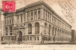 Usa - Chicago - Greetings From Chicago - Public Library - Oblitéré Hamburg 1904  -  Carte Postale Ancienne - Chicago