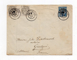 !!! AFFRANCH MIXTE TYPES BLANC DE FRANCE + MOUCHON DU LEVANT SUR LETTRE DE SALONIQUE DE 1913 - Storia Postale