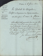 Général Joseph Magdelaine Martin Préfet Pyrénées Orientales Perpignan 1810 Signature Autographe Réquisition Voitures - Sonstige & Ohne Zuordnung