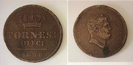 NAPOLI - FERDINANDO II DI BORBONE - 10 Tornesi - 4*Tipo - Bronzo - 1858. NAPOLI - BB - Gr.31 Diametro Mm.38 - Zecca NA. - Two Sicilia