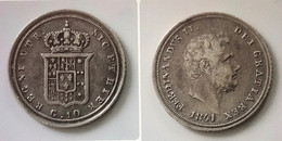 NAPOLI - FERDINANDO II DI BORBONE - 10 GRANA (Carlino) Anno 1841. Arg.833% - Peso Gr. 2,28 - Diametro Mm.18,3 .BB+. - Due Sicilie