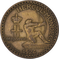 Monnaie, Monaco, Louis II, Franc, 1924, Poissy, TB+, Bronze-Aluminium - 1922-1949 Louis II