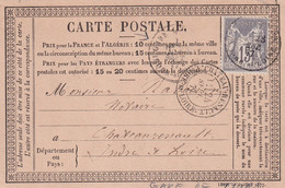 France Marcophilie - Département De L'Indre Et Loire - Tours - Carte Type Sage - 1877-1920: Semi-Moderne