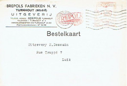 CP  EMA 1.20 (F479) Logo BREPOLS TURNHOUT Obl.1954 + CP Publicitaire BREPOLS FABRIEKEN  UITGEVERIJ - ...-1959