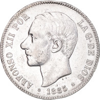 Monnaie, Espagne, Alfonso XII, 5 Pesetas, 1887, Madrid, TTB, Argent, KM:688 - Premières Frappes