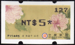 2011 Automatenmarken China Taiwan Pfingstrosen Peony MiNr.25 Black Nr.127 ATM NT$5 Postfrisch Etiquetas Innovision - Distributori