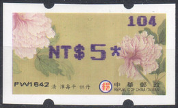 2011 Automatenmarken China Taiwan Pfingstrosen Peony MiNr.25 Blue Nr.104 ATM NT$5 Postfrisch Etiquetas Innovision - Distribuidores