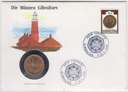 Gibraltar Coin Cover - 1990 2p Lighthouse (Unc0 - Gibraltar