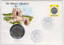 Gibraltar Coin Cover - 1990 10p Castle (Unc0 - Gibraltar