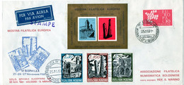 1961 San Marino Serie Su Busta Stamp Show  '61 Foglietto Erinnofilo Vg Volo Elicottero Bologna-San Marino Letter 2scans - Storia Postale