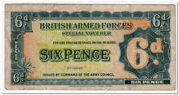 BRITISH ARMED FORCES,6 PENCE,1948,P.M17a,aVF - British Troepen & Speciale Documenten