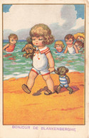 Enfant - Illustration - Bonjour De Blankenberghe - Colorisé - Degami -  Carte Postale Ancienne - Groepen Kinderen En Familie