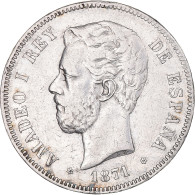 Monnaie, Espagne, Amadeao I, 5 Pesetas, 1874, Madrid, TTB, Argent, KM:666 - Premières Frappes