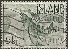 ICELAND 1959 Atlantic Salmon - 5k. - Green FU - Gebruikt