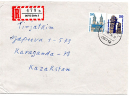 64207 - Bund - 1996 - 350Pfg SWK MiF A R-Bf ZEITZ -> KARAGANDA (Kasachstan), M Russ Stpl Rs "Beschaedigt Eingegangen" - Covers & Documents