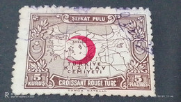 TÜRKEY--YARDIM PULLARI-1930-40  KIZILAY CEMİYETİ 5 PİASTRE  DAMGALI - Charity Stamps