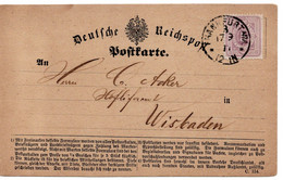 64210 - Deutsches Reich - 1877 - 5Pfge EF A Amtl FormularKte FRANKFURT -> Wiesbaden - Brieven En Documenten