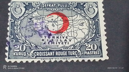 TÜRKEY--YARDIM PULLARI-1930-40  KIZILAY CEMİYETİ 20 PİASTRE  DAMGALI - Timbres De Bienfaisance