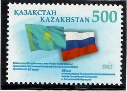 Kazakhstan 2022 . Diplomatic Relations With Russia-30y (Flags) . 1v. - Kazakhstan
