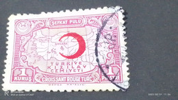 TÜRKEY--YARDIM PULLARI-1930-40  KIZILAY CEMİYETİ 1 PİASTRE  DAMGALI - Charity Stamps