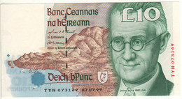 IRELAND 10 Pounds   P76b    Dated 02-07-1999 (  James Joyce  +   Liffey River Mask; Street Map Of Dublin At Back ) - Irlanda