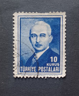OTTOMAN العثماني التركي Türkiye 1946 EFFIGY OF THE ISMET PRESIDENT COLOR ERROR ROYAL BLUE INSTEAD OF SLATE 7 SCANNER - Usati